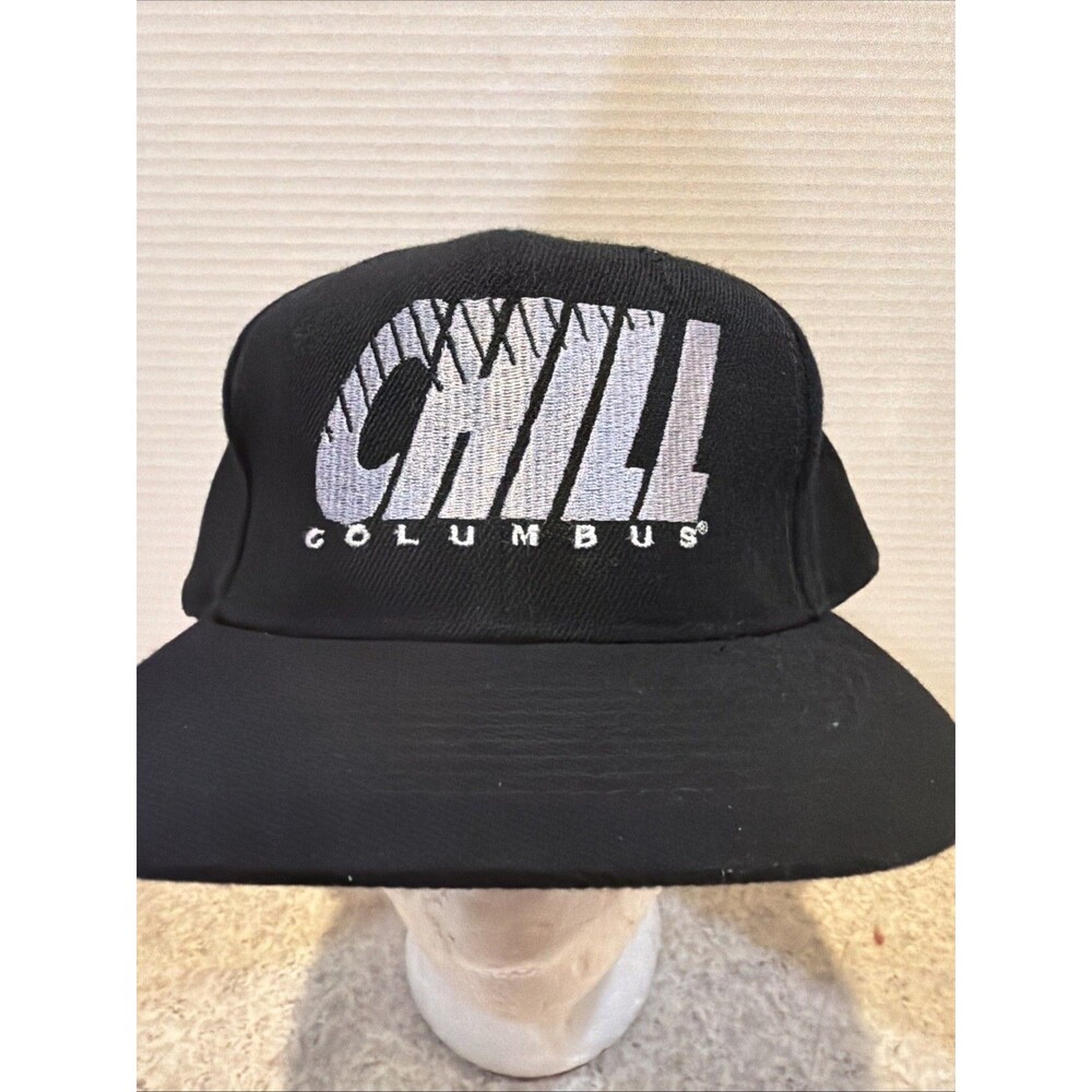 Vintage Columbus Chill Hat Cap Snap Back Black Gray Otto brand Hockey Ohio 90s
